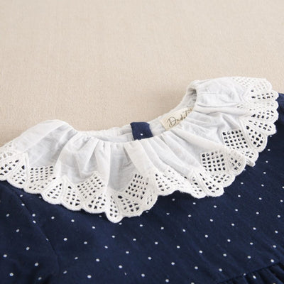 VESTIDO NIÑA MARINO TOPOS