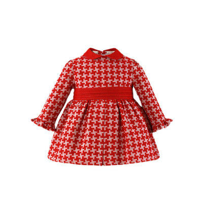 VESTIDO BEBE ROJO PATA DE GALLO