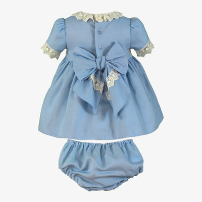 VESTIDO BEBE NIÑA CELESTE LINO