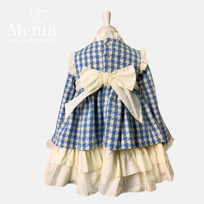 VESTIDO VOLANTES LISO AZULON