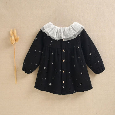 VESTIDO NIÑA NEGRO ESTRELLAS