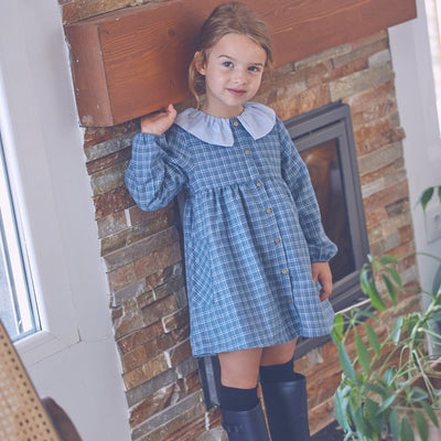 VESTIDO NIÑA AZUL CUADROS