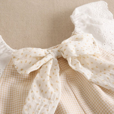 MONO DE NIÑA CON CUADRO VICHY VAINILLA