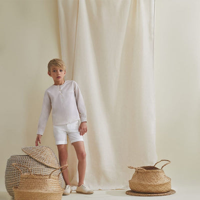 CAMISA DE NIÑO CUADROS VICHY VAINILLA