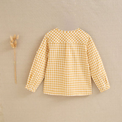 CAMISA DE NIÑO DE CUADRO VICHY COLOR MOSTAZA