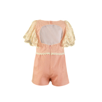 MONO PARA NIÑA SALMON CLARO CON DETALLE DE ENCAJE