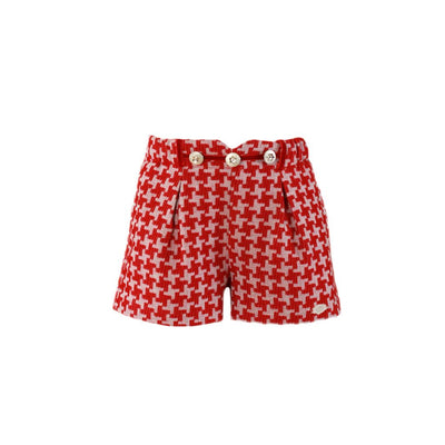 CONJUNTO NIÑA ROJO SHORT CUADROS