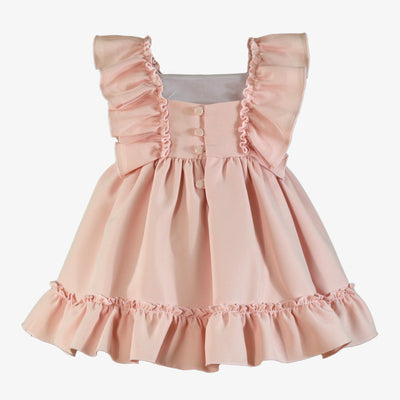 VESTIDO INFANTIL ROSA VOLANTES HOMBROS