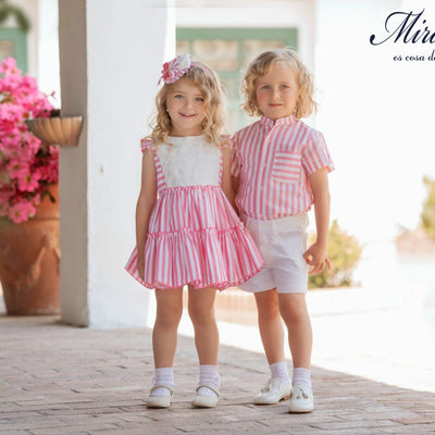 CONJUNTO BEBE NIÑO ROSA Y BLANCO