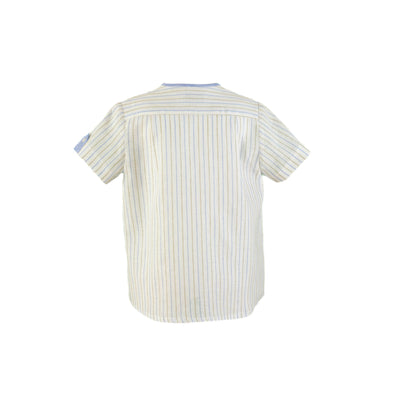 CONJUNTO PARA NIÑO CAMISA DE RAYAS AZUL Y BLANCO CON BERMUDA
