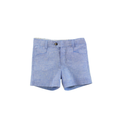 CONJUNTO PARA NIÑO CAMISA DE RAYAS AZUL Y BLANCO CON BERMUDA