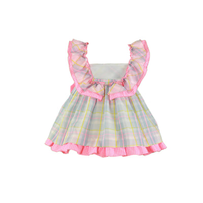 VESTIDO PARA NIÑA MULTICOLOR CON ADORNO DE MOÑO