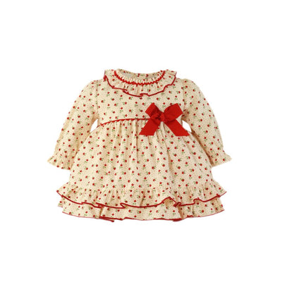 VESTIDO BEBE FLORECITAS ROJO