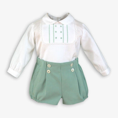 CONJUNTO BEBE VERDE AGUA CAMISA BLANCA
