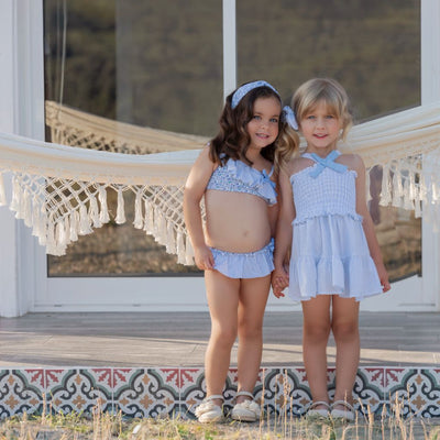 VESTIDO CELESTE LINEAS