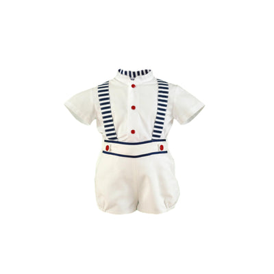 CONJUNTO PARA BEBÉ CON CAMISA Y PETO BLANCO