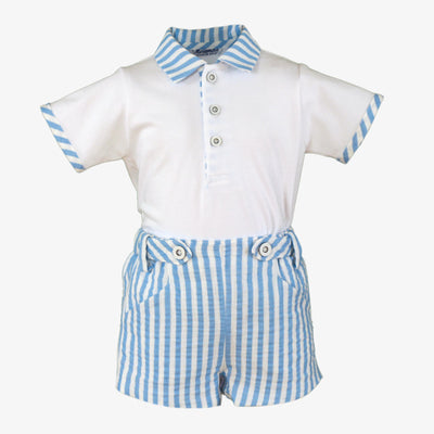 CONJUNTO BEBE NIÑO AZUL RAYAS