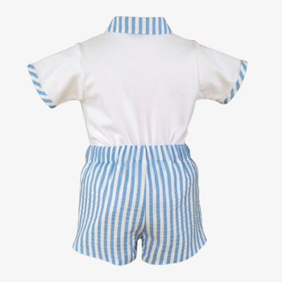 CONJUNTO BEBE NIÑO AZUL RAYAS