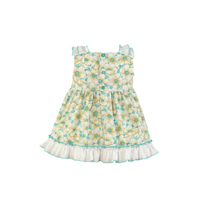 VESTIDO PARA BEBÉ TURQUESA CON ESTAMPADO DE FLORES