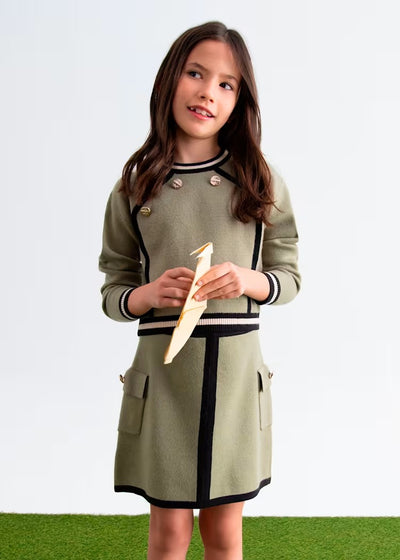 CONJUNTO FALDA TRICOT VERDE Y NEGRO