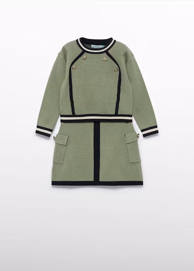 CONJUNTO FALDA TRICOT VERDE Y NEGRO