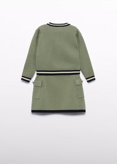 CONJUNTO FALDA TRICOT VERDE Y NEGRO