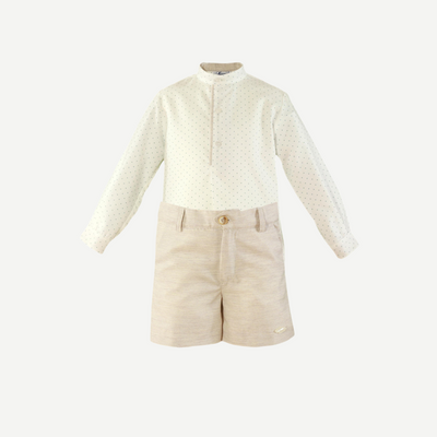 CONJUNTO NIÑO CAMISA MARFIL CAMEL