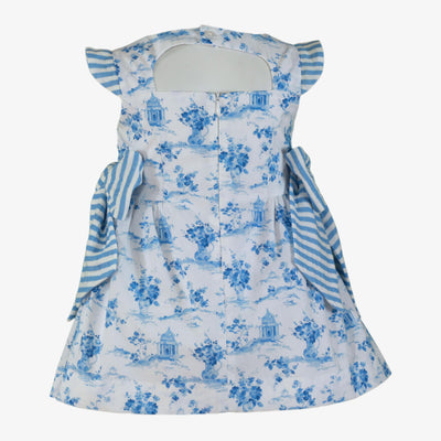 VESTIDO INFANTIL ESTAMPADO VINTAGE CELESTE