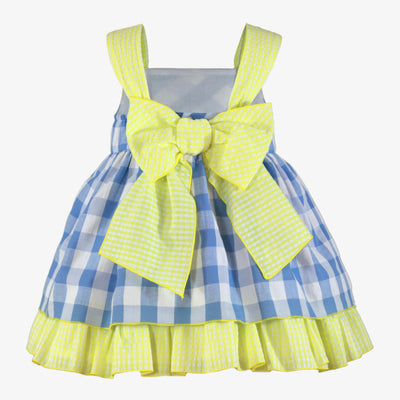 VESTIDO INFANTIL CUADROS CELESTE Y AMARILLO