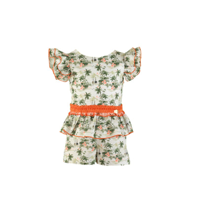 MONO PARA NIÑA CON ESTAMPADO DE PALMERAS