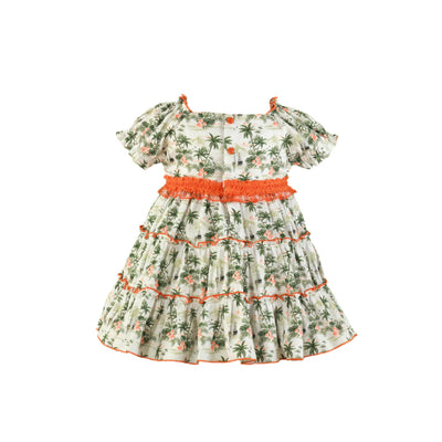VESTIDO PARA NIÑA CON ESTAMPADO DE PALMERAS