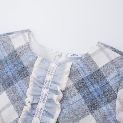 VESTIDO NIÑA CUADROS AZUL TUL