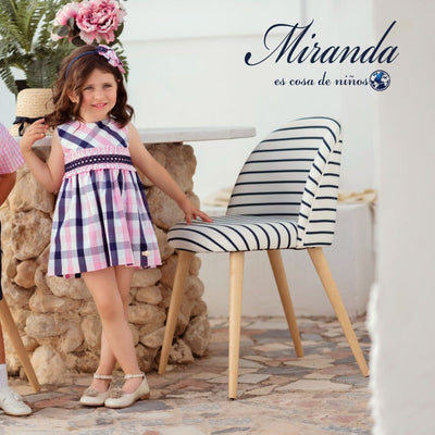 VESTIDO PARA NIÑA COLOR ROSA Y MARINO