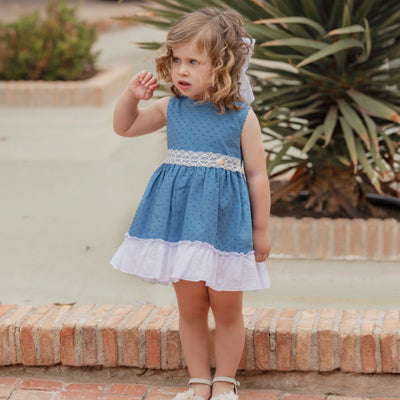 VESTIDO BEBE AZUL OSCURO LISO