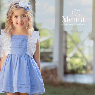 VESTIDO PARA NIÑA AZUL CON VOLANTES