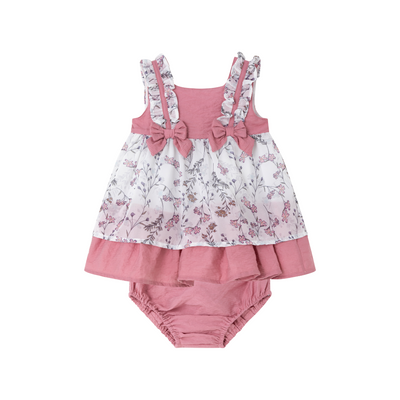 VESTIDO DE FLORES Y TEJIDO LISO