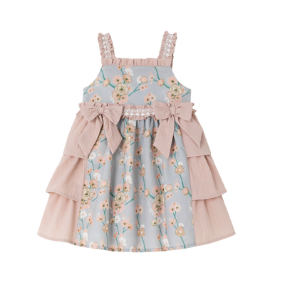 VESTIDO NIÑA VERDE CON FLORES MAQUILLAJE