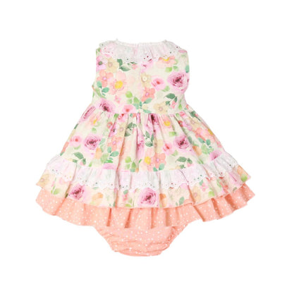 VESTIDO BEBÉ NIÑA FLORAL Y CORAL - Menta Moda Infantil