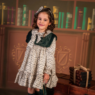 VESTIDO NIÑA PERRITOS VERDE - Menta Moda Infantil