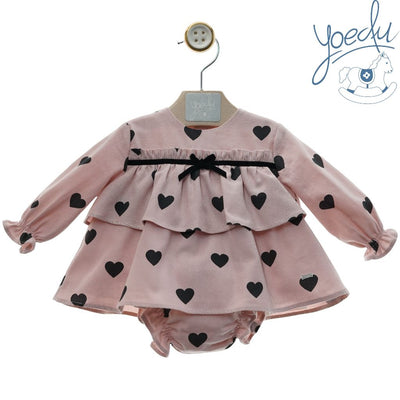 JESUSIN BEBE NINA MANGA LARGA ROSA CORAZONES CON BRAGUITA FAMILIA ESTELA - Menta Moda Infantil