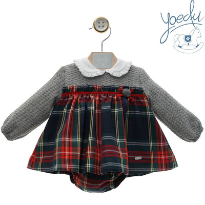 JESUSIN BEBE NINA MANGA LARGA ESTAMPADO CUADROS FAMILIA CASCABEL - Menta Moda Infantil