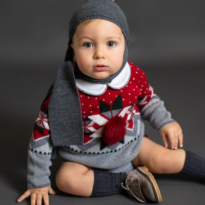 SUETER NIÑO TEJIDO CON DISEÑO DE COPO DE NIEVE - Menta Moda Infantil