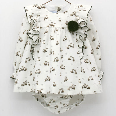 VESTIDO JESUSITO CON VOLANTES ESTAMPADO - Menta Moda Infantil