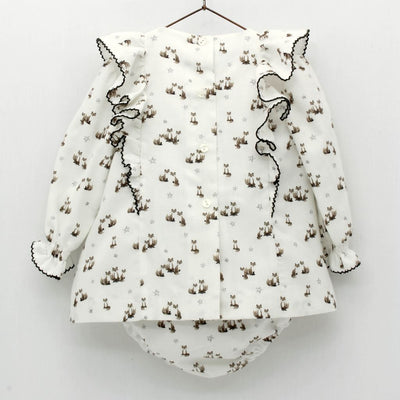 VESTIDO JESUSITO CON VOLANTES ESTAMPADO - Menta Moda Infantil