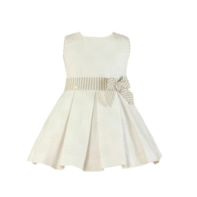 VESTIDO BLANCO CON FAJIN DE LINEAS