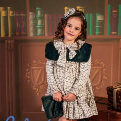 VESTIDO NIÑA PERRITOS VERDE - Menta Moda Infantil