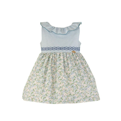 VESTIDO SIN MAGAS FLORAL CELESTE