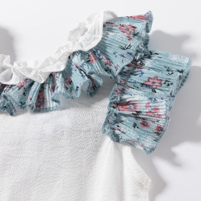 CONJUNTO NIÑA ESTAMPADO FLORES PLISADO - Menta Moda Infantil