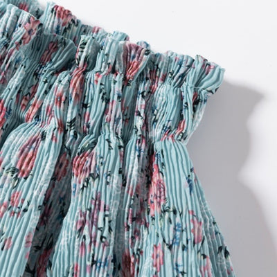 CONJUNTO NIÑA ESTAMPADO FLORES PLISADO - Menta Moda Infantil