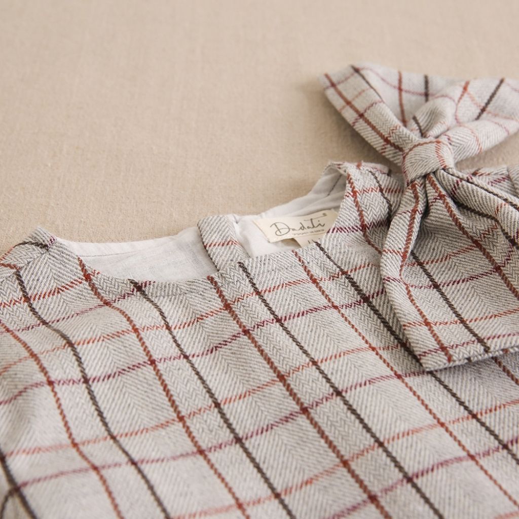 VESTIDO NIÑA GRIS CUADROS